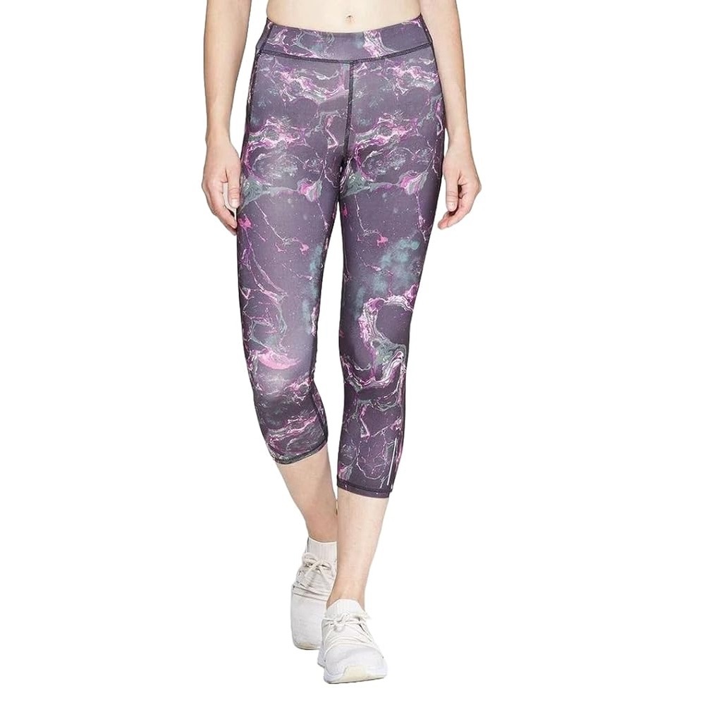 Champion 9 Black Galaxy Running Compression Leggings  XXL Cropped Reflective